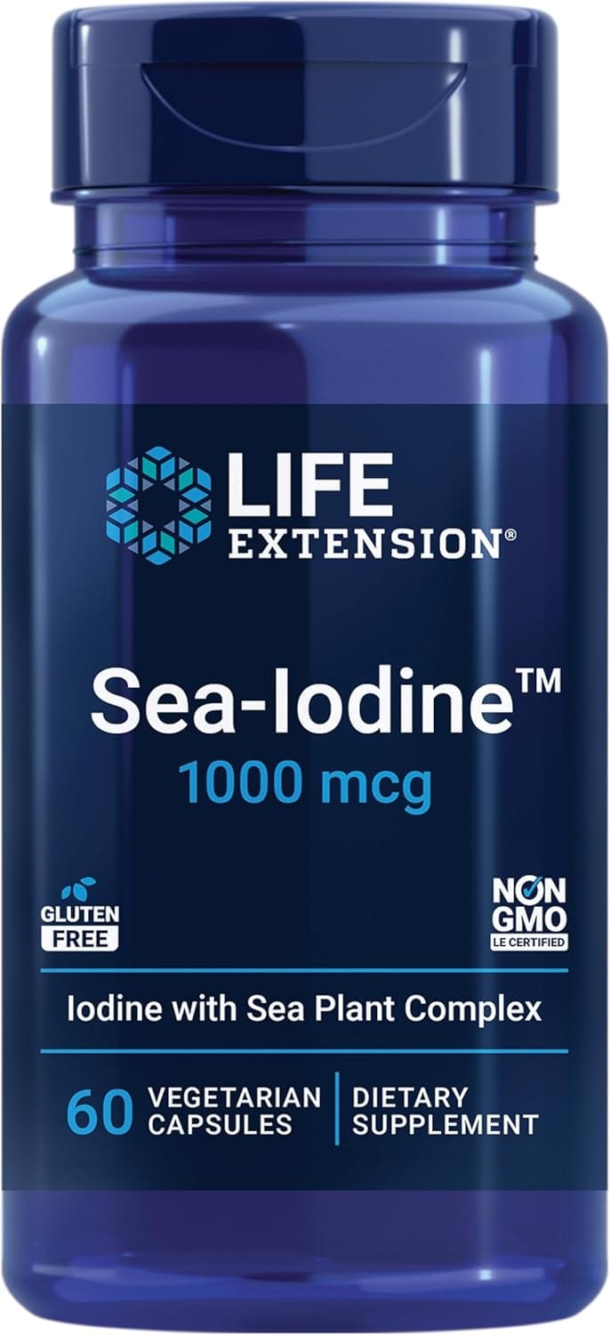 Sea-Iodine 1000 mcg med 60 vegetarkapsler, jodtilskudd fra marine alger, glutenfri og ikke-GMO