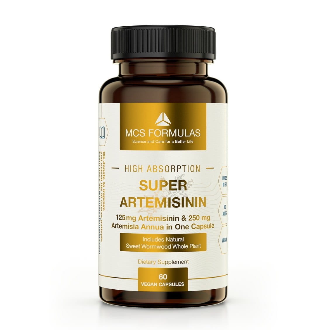 Super Artemisinin kosttilskudd med 60 vegetariske kapsler, 125 mg artemisinin og 250 mg Artemisia annua