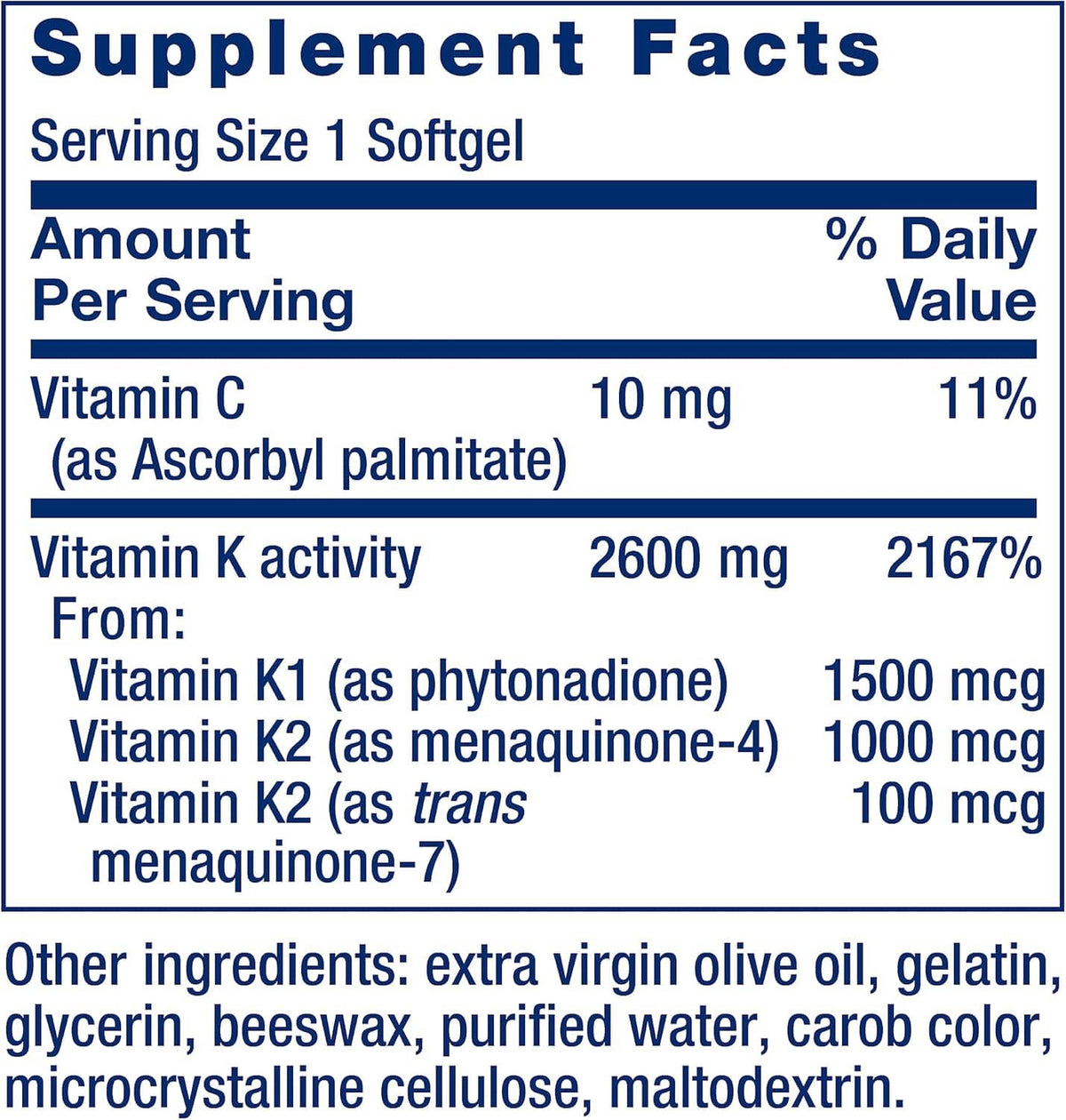 Life Extension Super K - 3-in-1 Daily Vitamin K Supplement with K1 & 2 (MK-4 & MK-7) - Uno Vita AS
