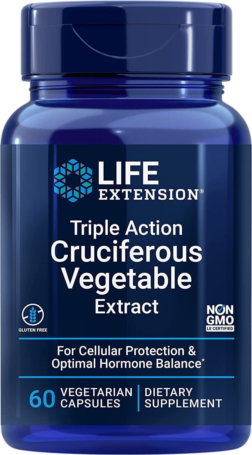Triple Action Cruciferous Vegetable Extract med 60 vegetabilske kapsler, plantebasert tilskudd med brokkoli, I3C og DIM