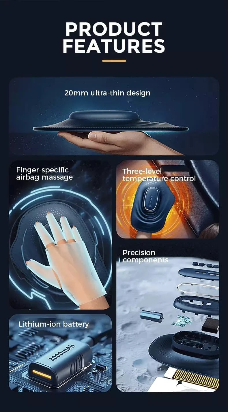 Uno Vita Heated Hand Massager Glove – Cordless Air Compression for Hand, Fingers, Palm and Wrist - Uno Vita AS