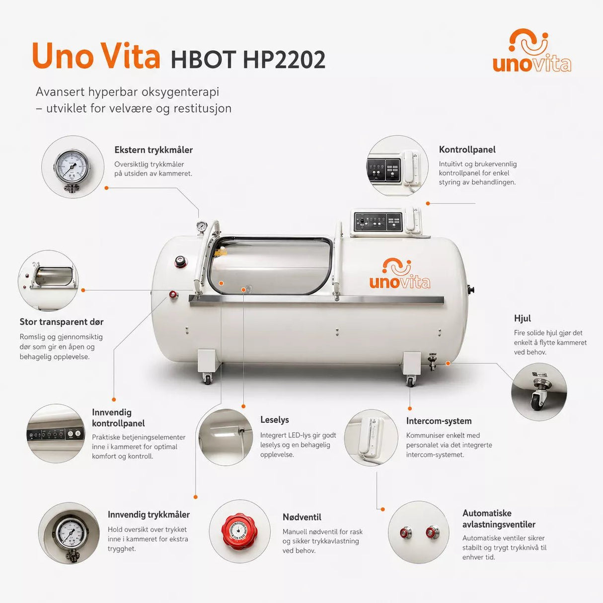 Uno Vita – Macypan HP2202 - 90 2.0 ATA – Large Hard - Shell HBOT Chamber - Uno Vita AS