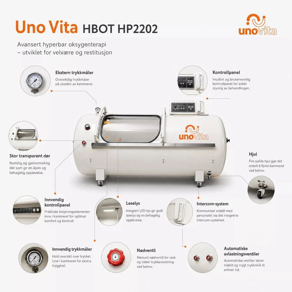 Uno Vita – Macypan HP2202 - 90 2.0 ATA – Large Hard - Shell HBOT Chamber - Uno Vita AS