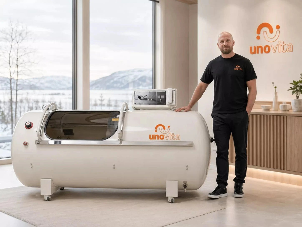 Uno Vita Macypan HP2202-90 hard-shell HBOT-kammer med transparent skyvedør og stor liggende kammerkabin