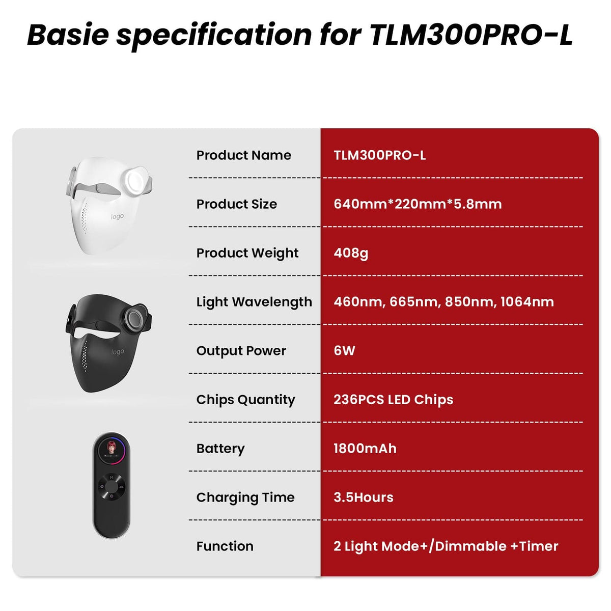 Uno Vita Pro Light Mask 1064 – medical grade wireless LED + laser therapy mask - Uno Vita AS