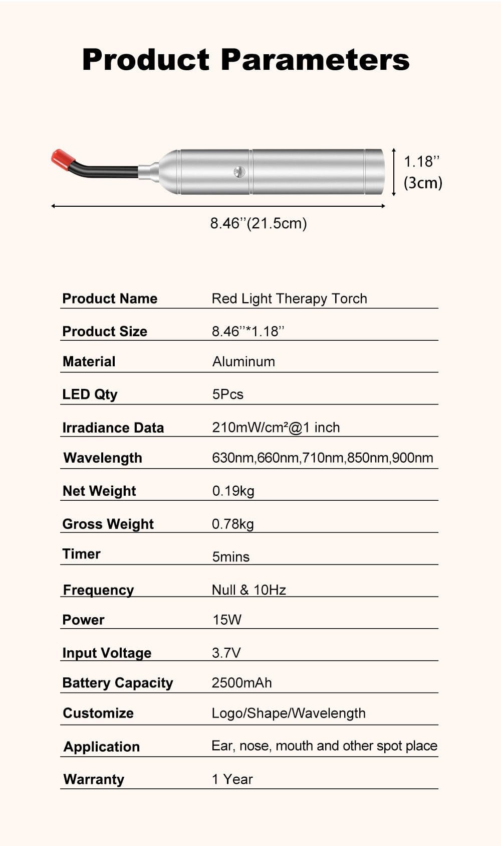 Uno Vita's Light Therapy Handheld Flashlight Torch (5 wavelengths) - Uno Vita AS