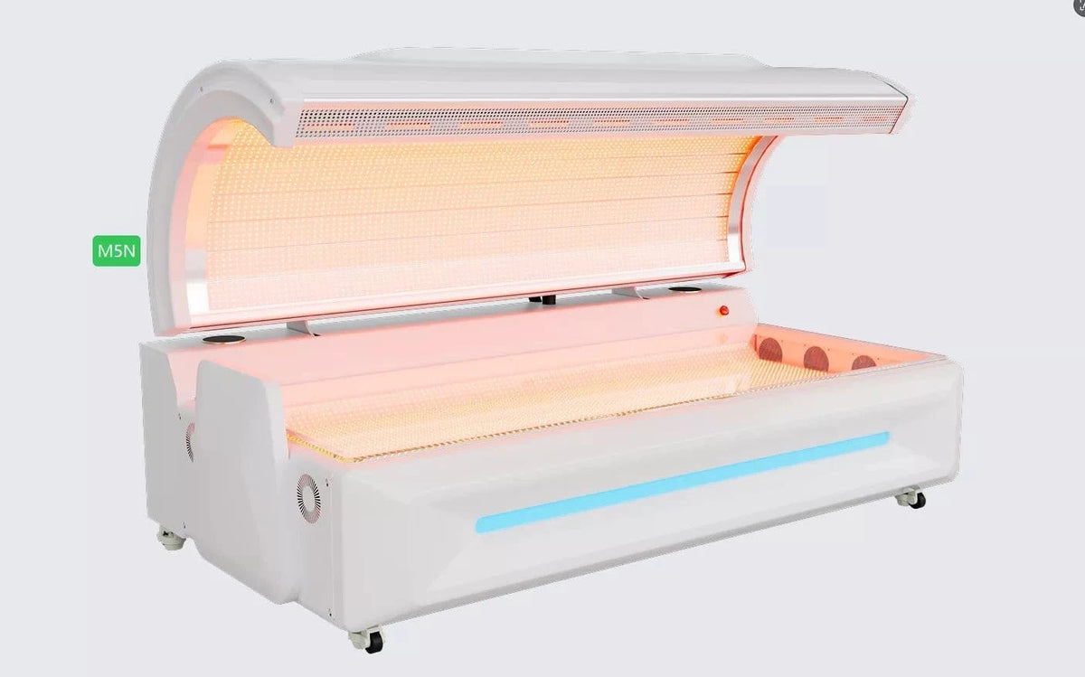 Uno Vita Merican M5N+ helkropps PBM-seng med kapseldesign, 38 600 LED og full-body rød- og nærinfrarød lysterapi