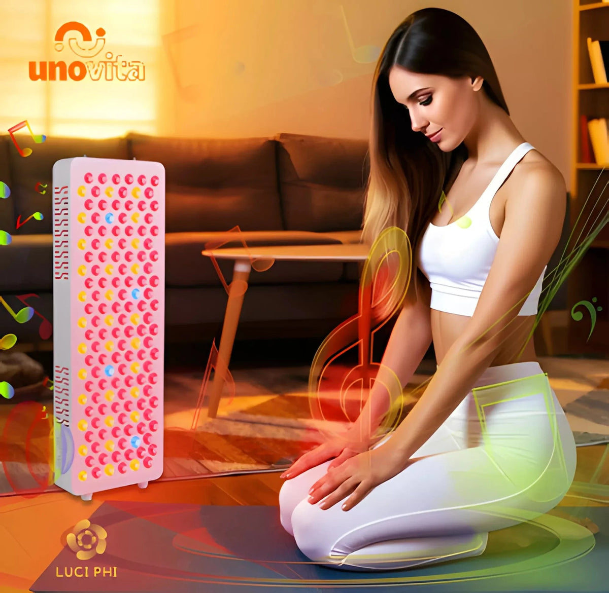 Uno Vita RLPRO200-X2 rødlys- og NIR-panel med 9 bølgelengder, innebygd musikk og Luci Phi frekvensprogrammer