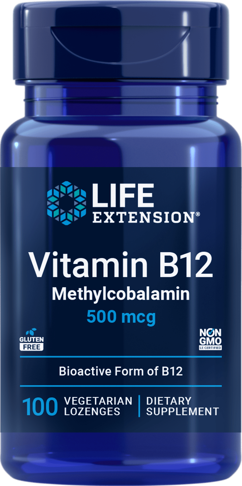Life Extension Vitamin B12 Methylcobalamin 500 mcg, 100 vegetariske sugetabletter