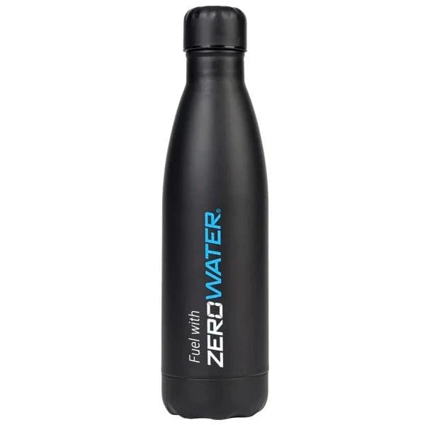 ZeroWater On-the-Go drikkeflaske 500 ml i sort rustfritt stål med lekkasjesikker kork og vakuumisolert design