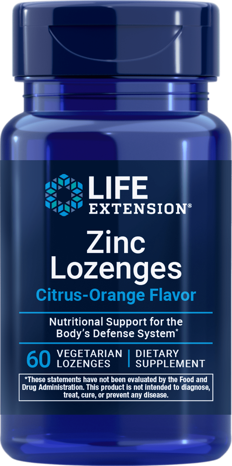 Life Extension Zinc Lozenges med sitrus-appelsinsmak, 60 vegetariske sugetabletter