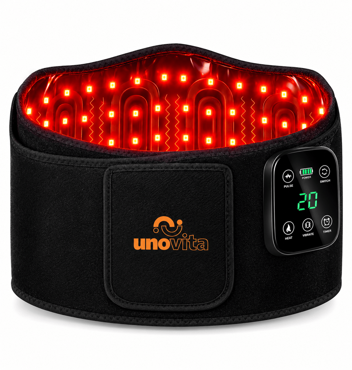 Uno Vita RB105 rechargeable red light therapy belt with USB-C charging