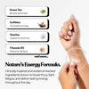 Wellnessplasteret Energy Patch festet på håndleddet. Hånd med naturlig manikyr viser plaster i lett gjennomsiktig design.