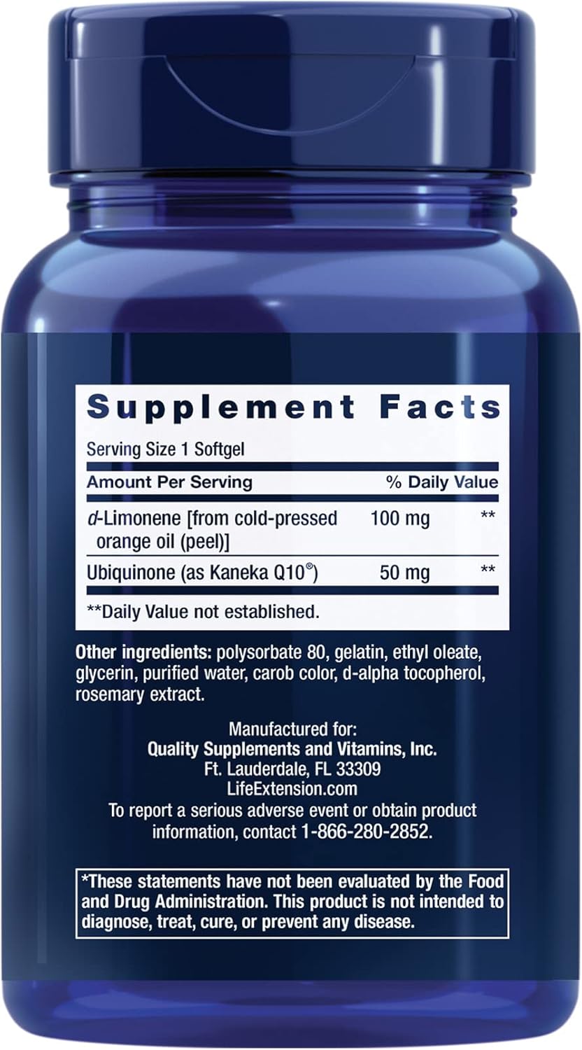 Super-Absorbable CoQ10 (Ubiquinone) with d-Limonene