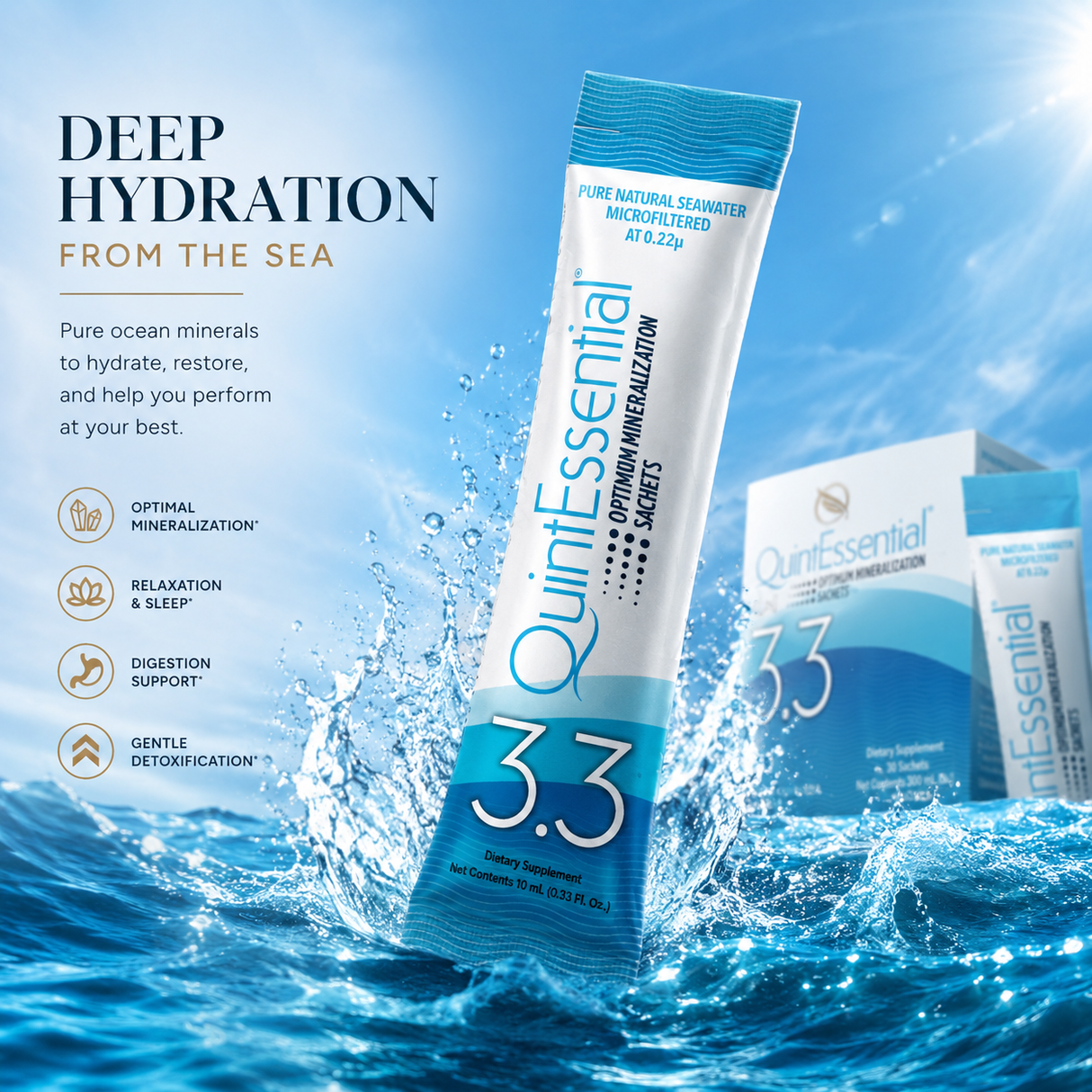 QuintEssential 3.3 (30 Sachets) - Seawater Electrolyte Liquid Minerals Supplement