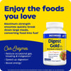 Kapselbeholder med hvit lokk, blå og gul etikett. Inneholder kosttilskudd: Digest Gold® med ATPro®, 240 kapsler.