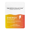 Wellnessplasterpakken fra The Patch Collection i lyse farger, med teksten "ENERGY ACTIVE BOOST" og 15 plaster.