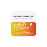 Kraftig farget pakke med wellnessplaster. Teksten "ENERGY ACTIVE BOOST" fremheves. Vegansk og vannbestandig.