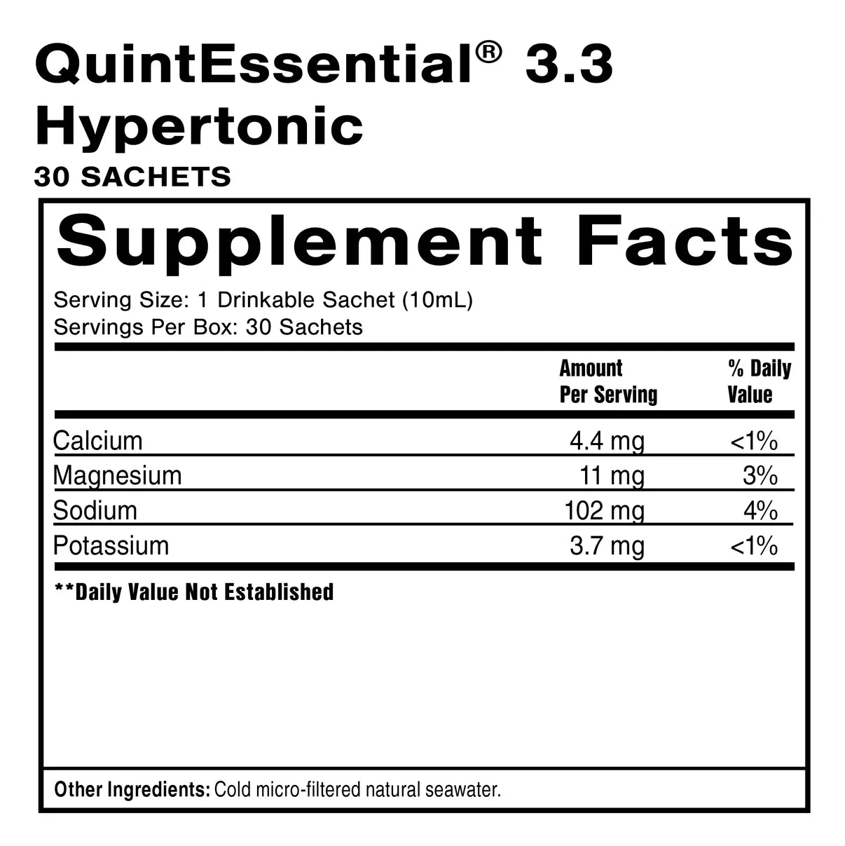 QuintEssential 3.3 (30 Sachets) - Seawater Electrolyte Liquid Minerals Supplement