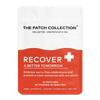 Rød og hvit pakke med teksten "Recover" og "15 plaster" tydelig utformet, angir produkttype og egenskaper.