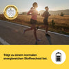 Kvinne i rosa treningstopp og shorts jogger ved en vei sammen med en mann i grå T-skjorte og sorte shorts.