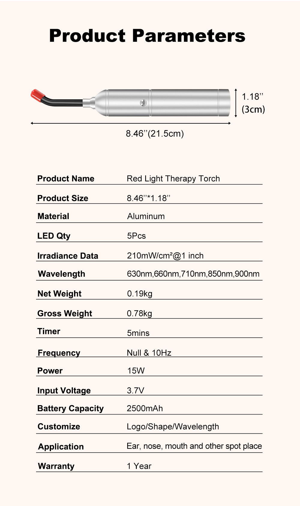 Uno Vita's Light Therapy Handheld Flashlight Torch (5 wavelengths)