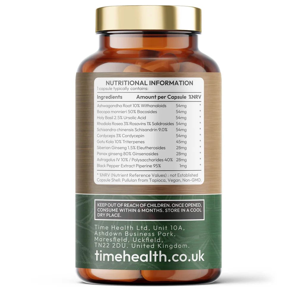 Adaptogen 10 - Ashwagandha, Bacopa, Holy Basil, Rhodiola Rose... - Uno Vita AS