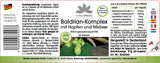 Baldrian Kompleks med humle og sitronmelisse, 60 veganske kapsler i en praktisk pakke.