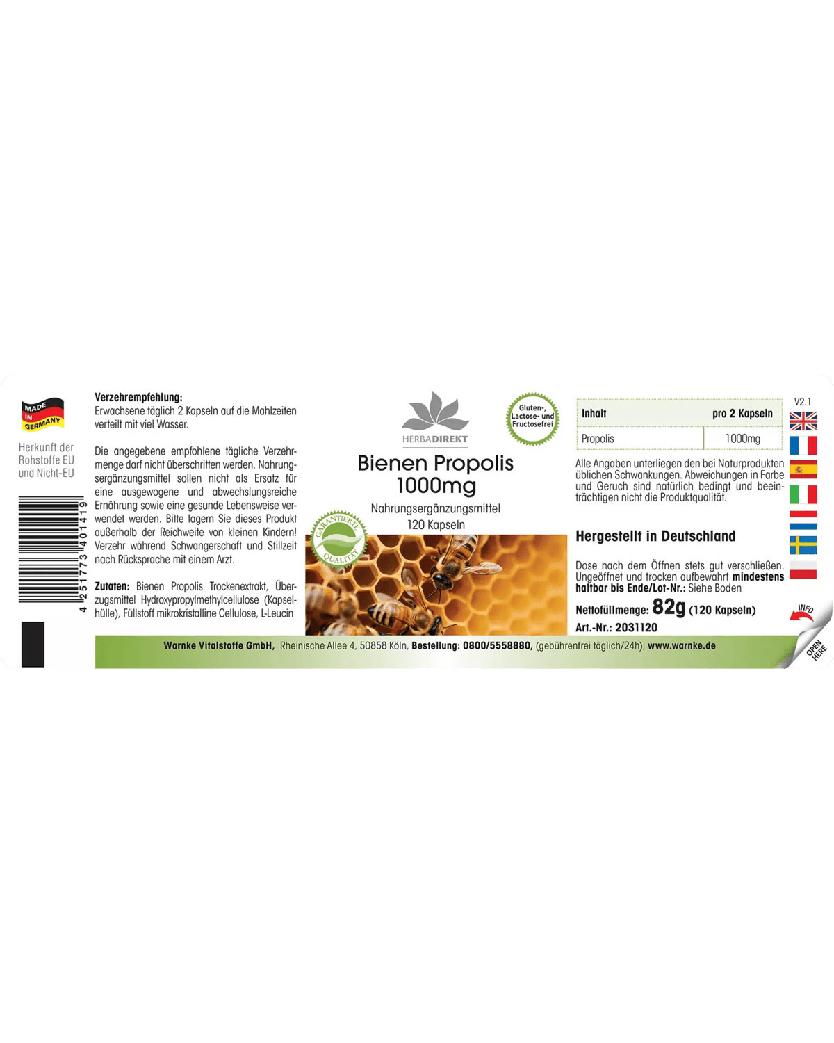 Bee propolis 1000 mg - 120 capsules - Uno Vita AS