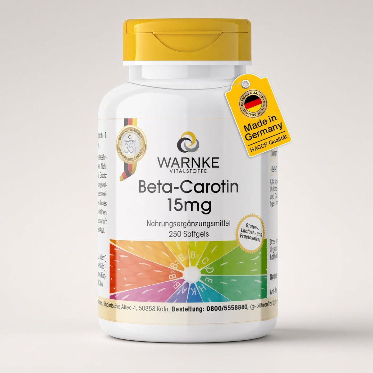 Beta Carotene 15mg - 250 softgels - carotenoid - provitamin A - Uno Vita AS