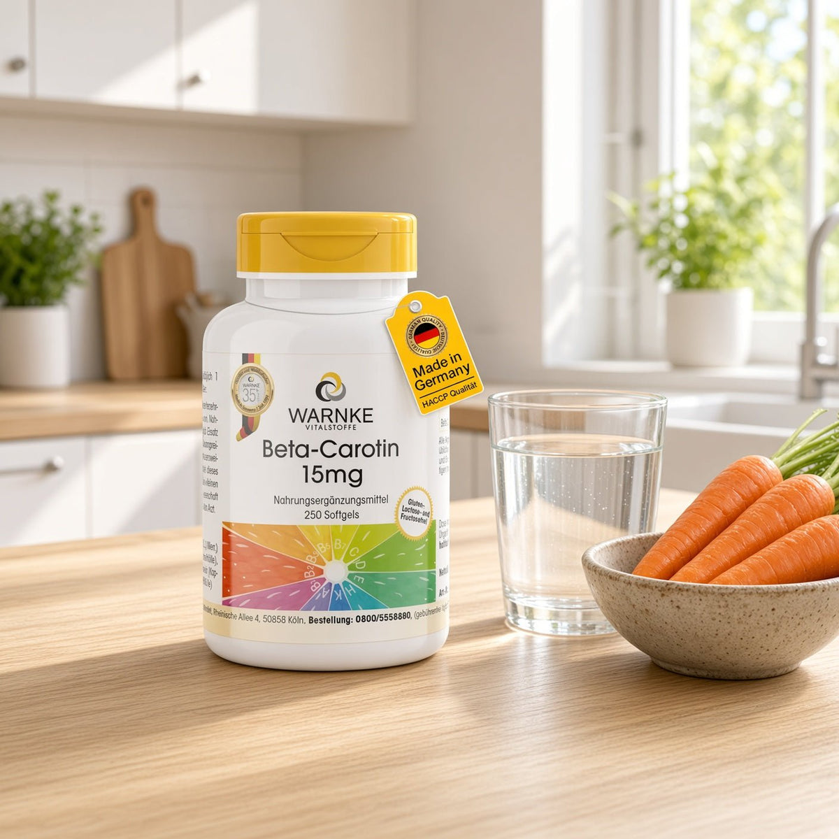 Beta Carotene 15mg - 250 softgels - carotenoid - provitamin A - Uno Vita AS