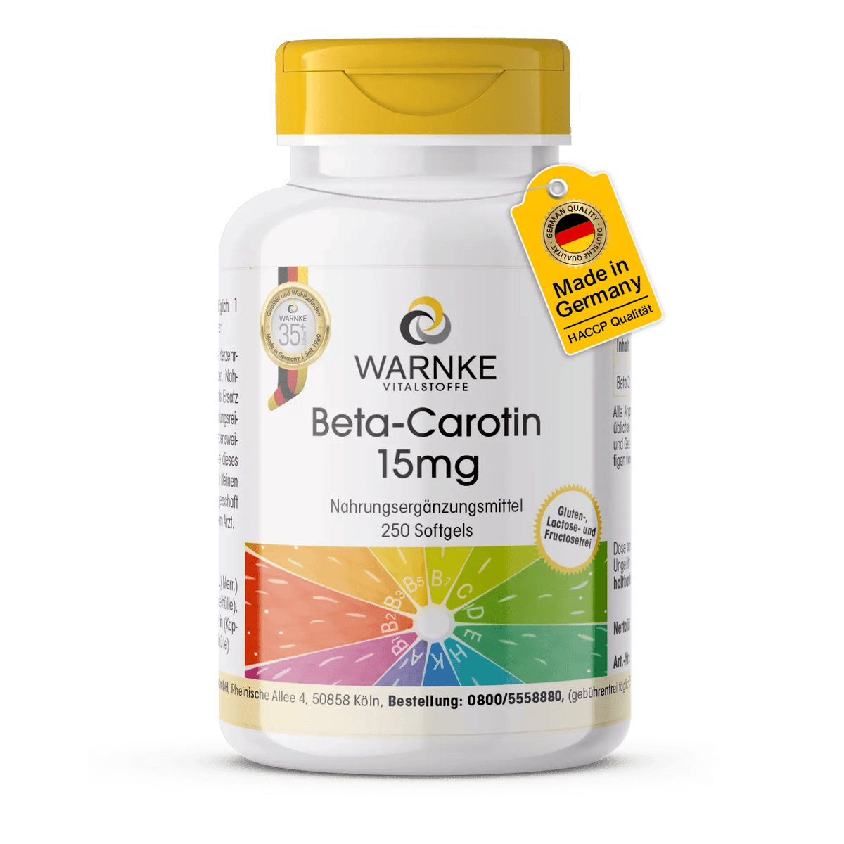 Beta Carotene 15mg - 250 softgels - carotenoid - provitamin A - Uno Vita AS