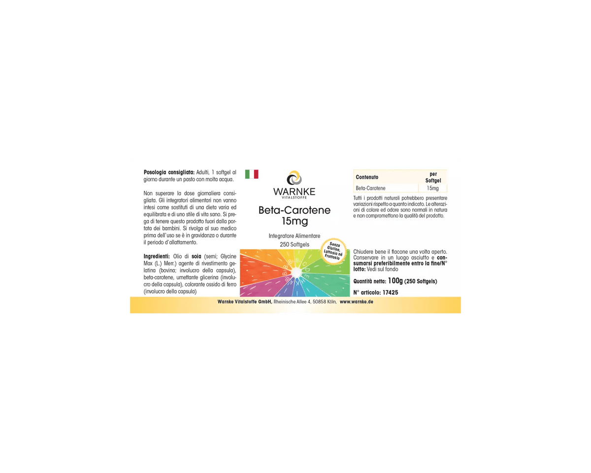 Beta Carotene 15mg - 250 softgels - carotenoid - provitamin A - Uno Vita AS