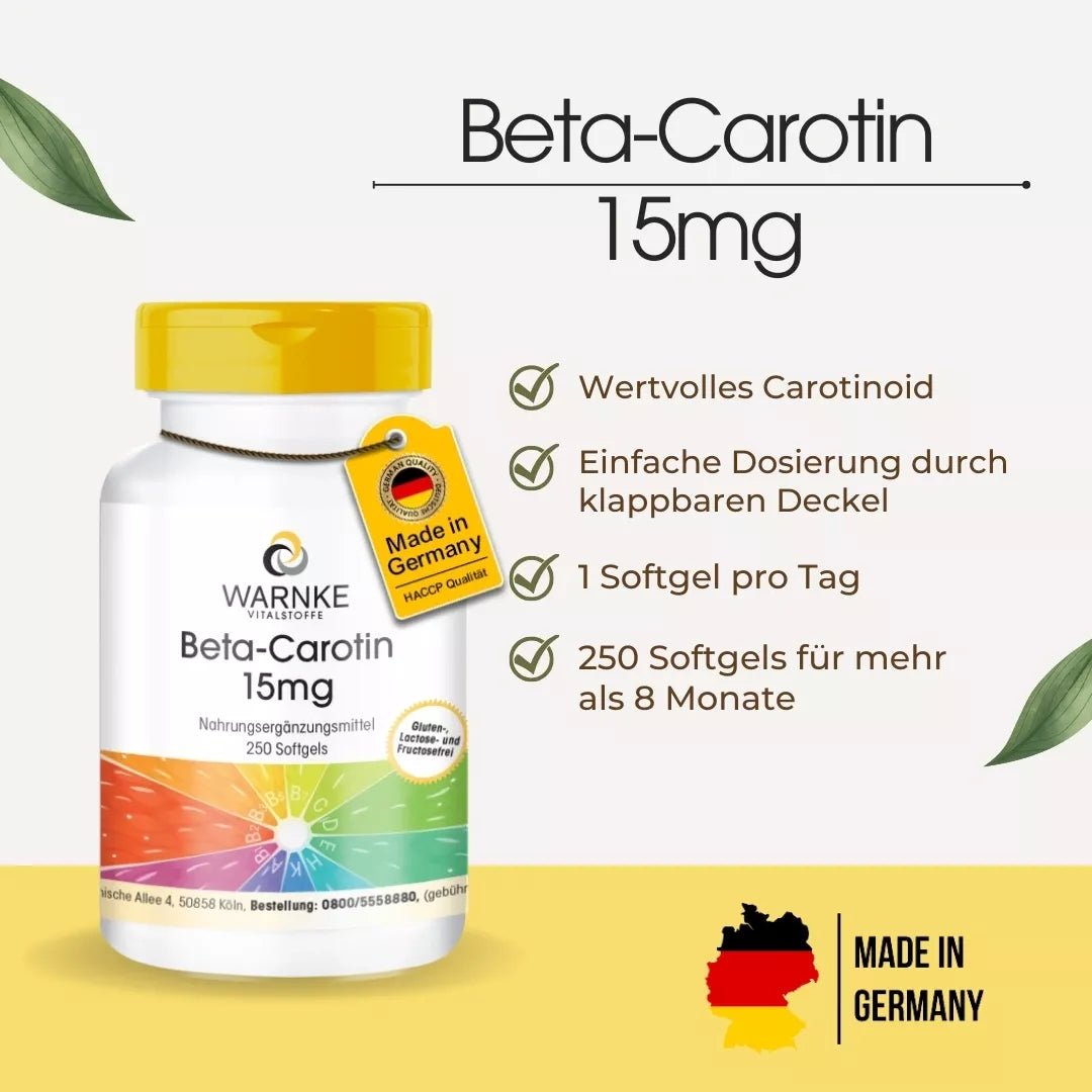 Beta Carotene 15mg - 250 softgels - carotenoid - provitamin A - Uno Vita AS