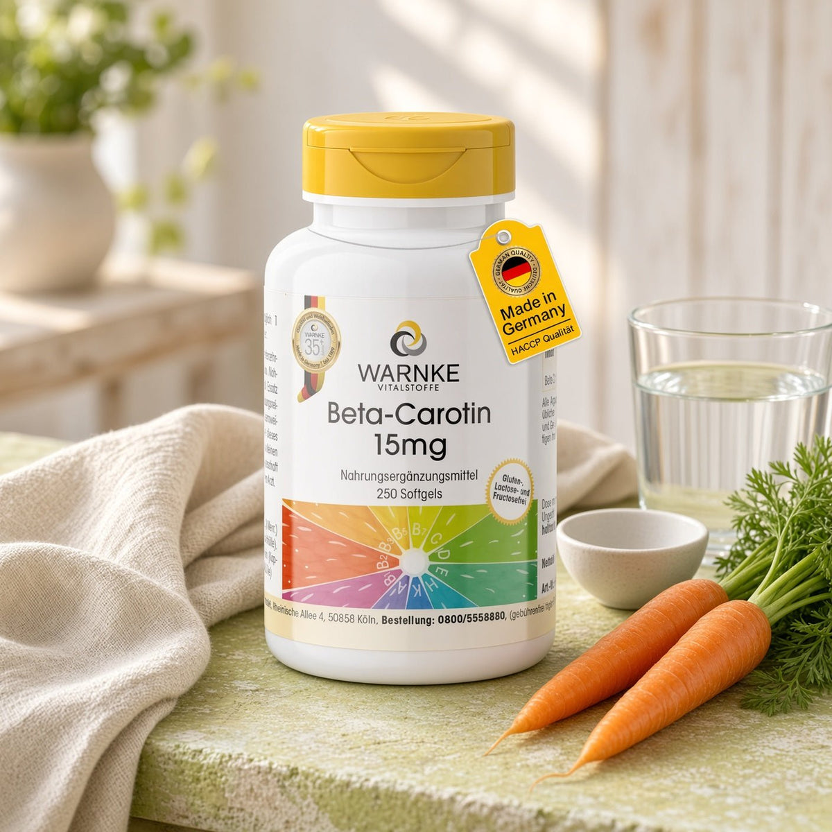 Beta Carotene 15mg - 250 softgels - carotenoid - provitamin A - Uno Vita AS
