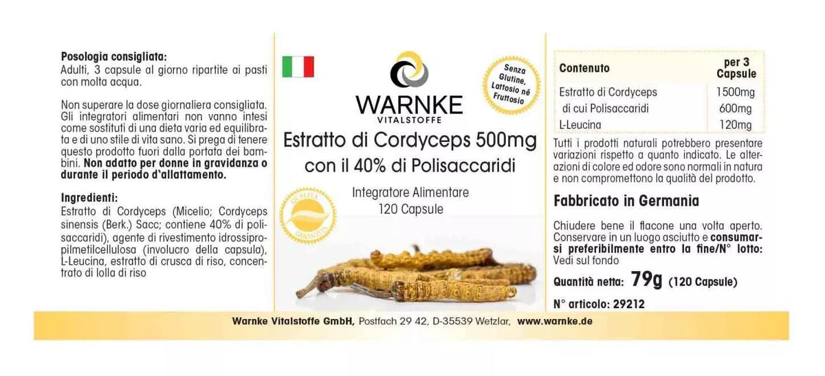 Cordyceps Extract 500mg with 40% Polysaccharides - 120 capsules - easy to swallow - Uno Vita AS