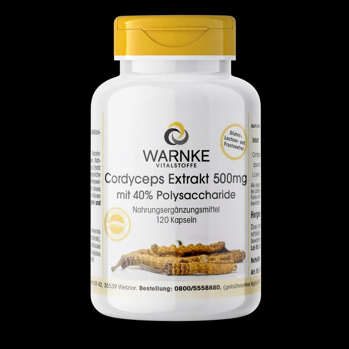 Cordyceps Extract 500mg with 40% Polysaccharides - 120 capsules - easy to swallow - Uno Vita AS
