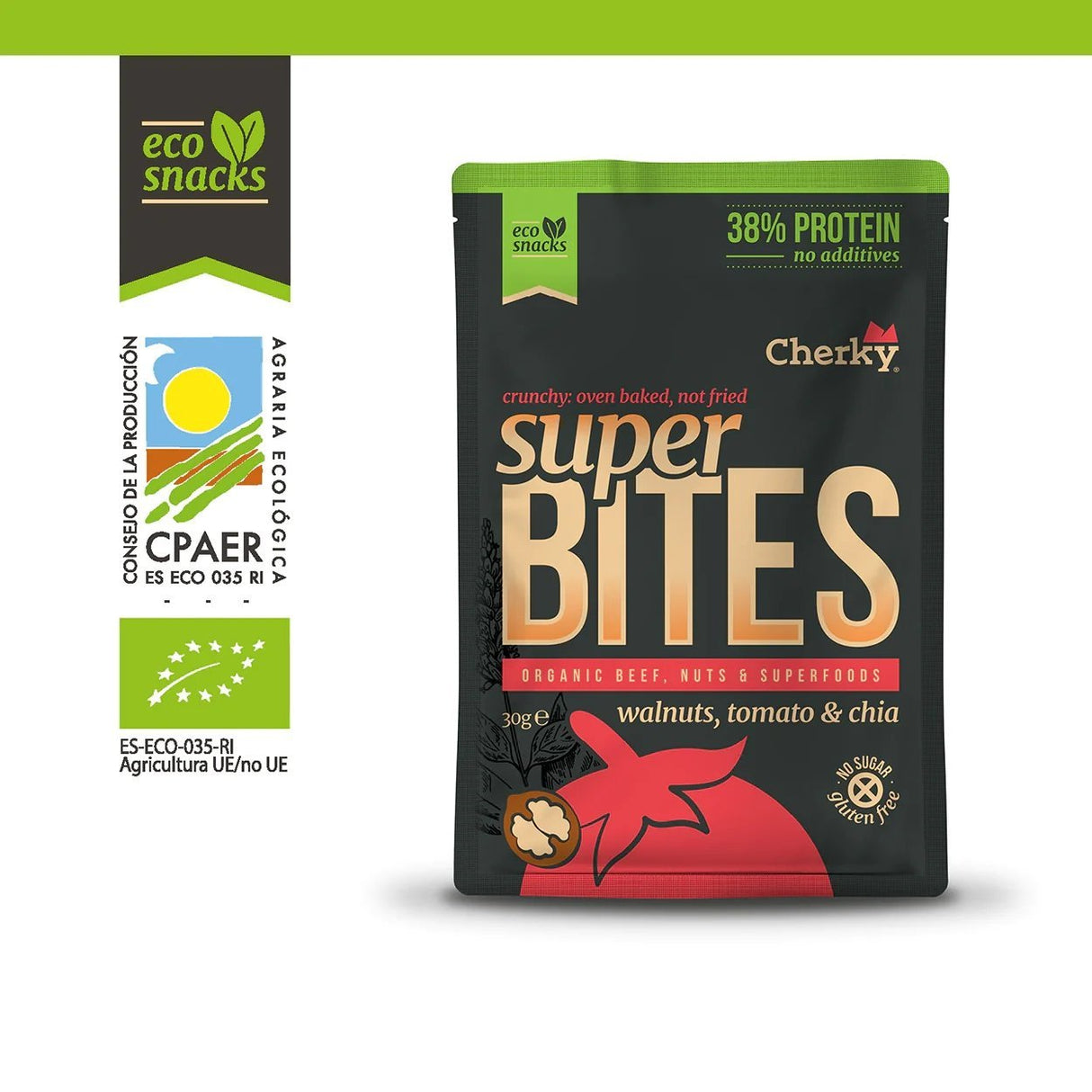 ECO Beef Superbites BEEF, WALNUTS, TOMATO Y CHIA (30g) - Uno Vita AS