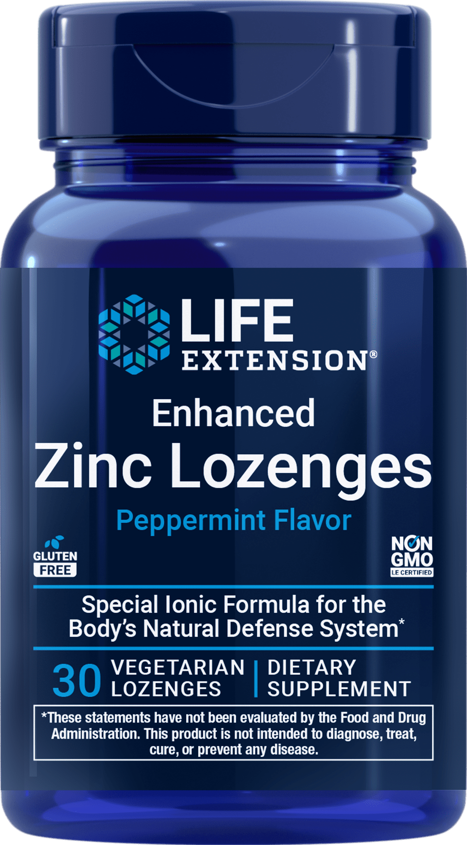 Life Extension Enhanced Zinc Lozenges med peppermyntesmak, 30 vegetariske sugetabletter
