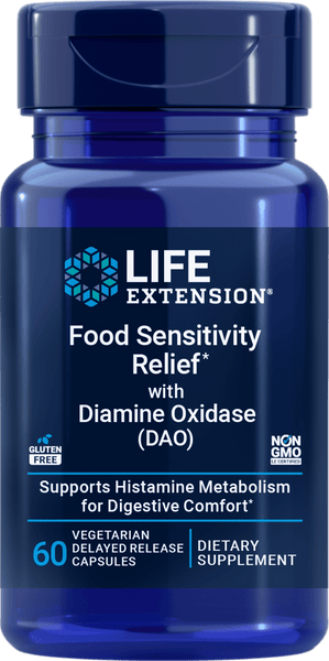 Life Extension Food Sensitivity Relief med diaminoksidase DAO, 60 kapsler