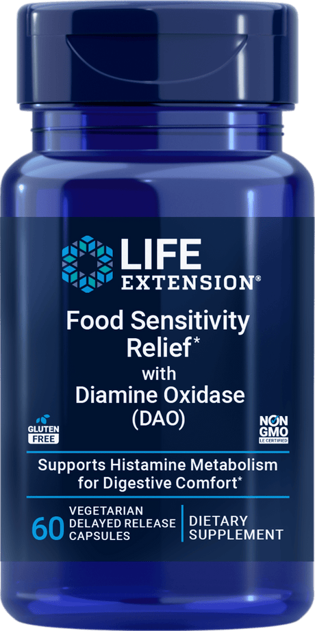 Life Extension Food Sensitivity Relief med diaminoksidase DAO, 60 kapsler