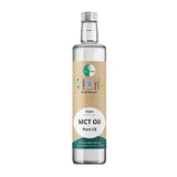 GoKeto Bio MCT olje i glassflaske, 500 ml, med papiretikett, tydelig merket som vegan.