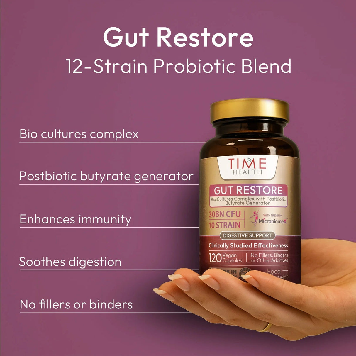 Gut Restore – 12 Strain Probiotic & Postbiotic – MicroBiomeX - Uno Vita AS