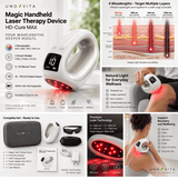 Magic Handheld Laser HD-Cure MAX oversikt med fire bølgelengder, 1600 mW effekt og tilbehør
