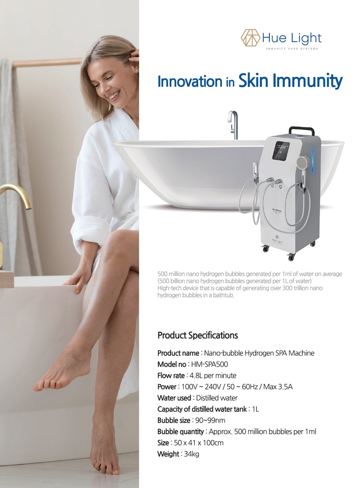 Hue Light Nanobubble Hydrogen SPA Generator - Uno Vita AS