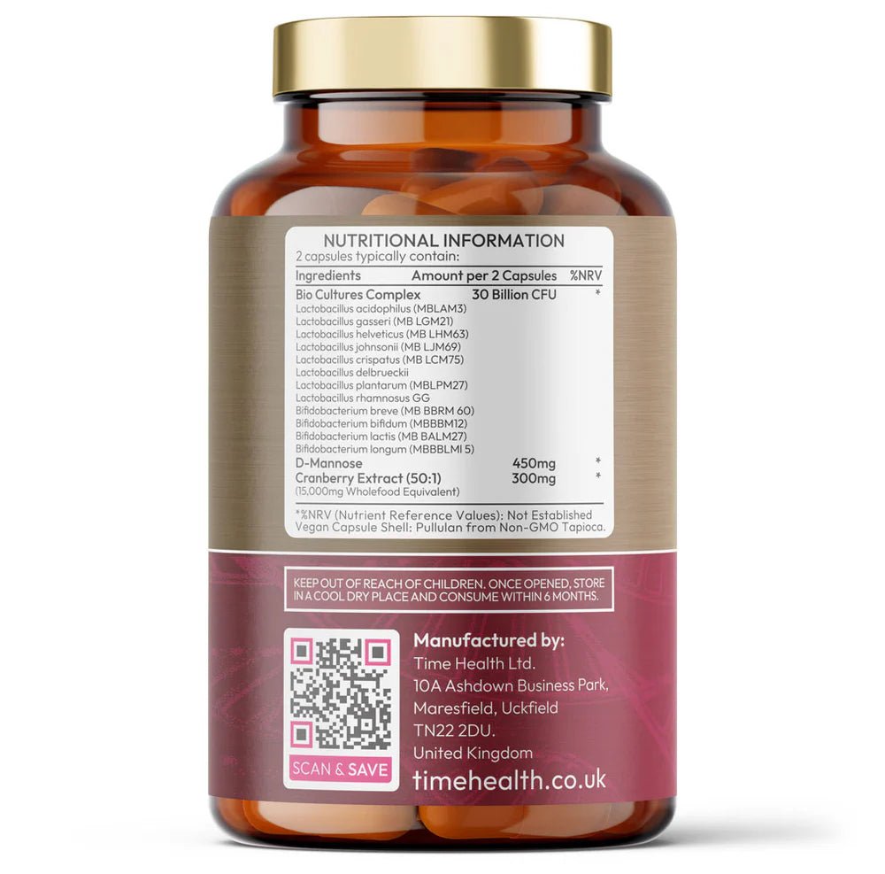 Intimate Flora - Vaginal Microbiome & UTI Support - Probiotics, Cranberry, D - Mannose - Uno Vita AS