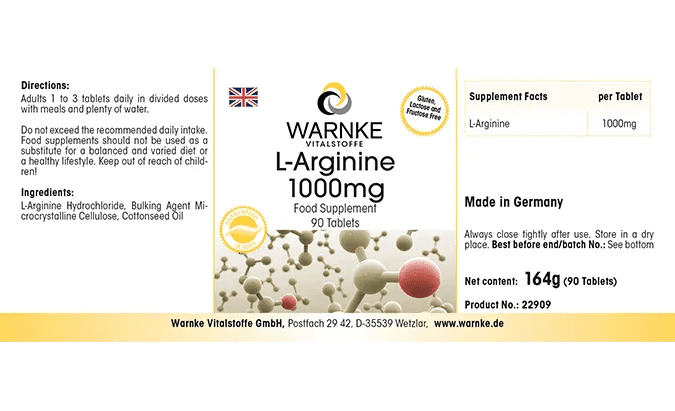 L-Arginine 1000 mg - 90 Tablets - Vegan - Uno Vita AS