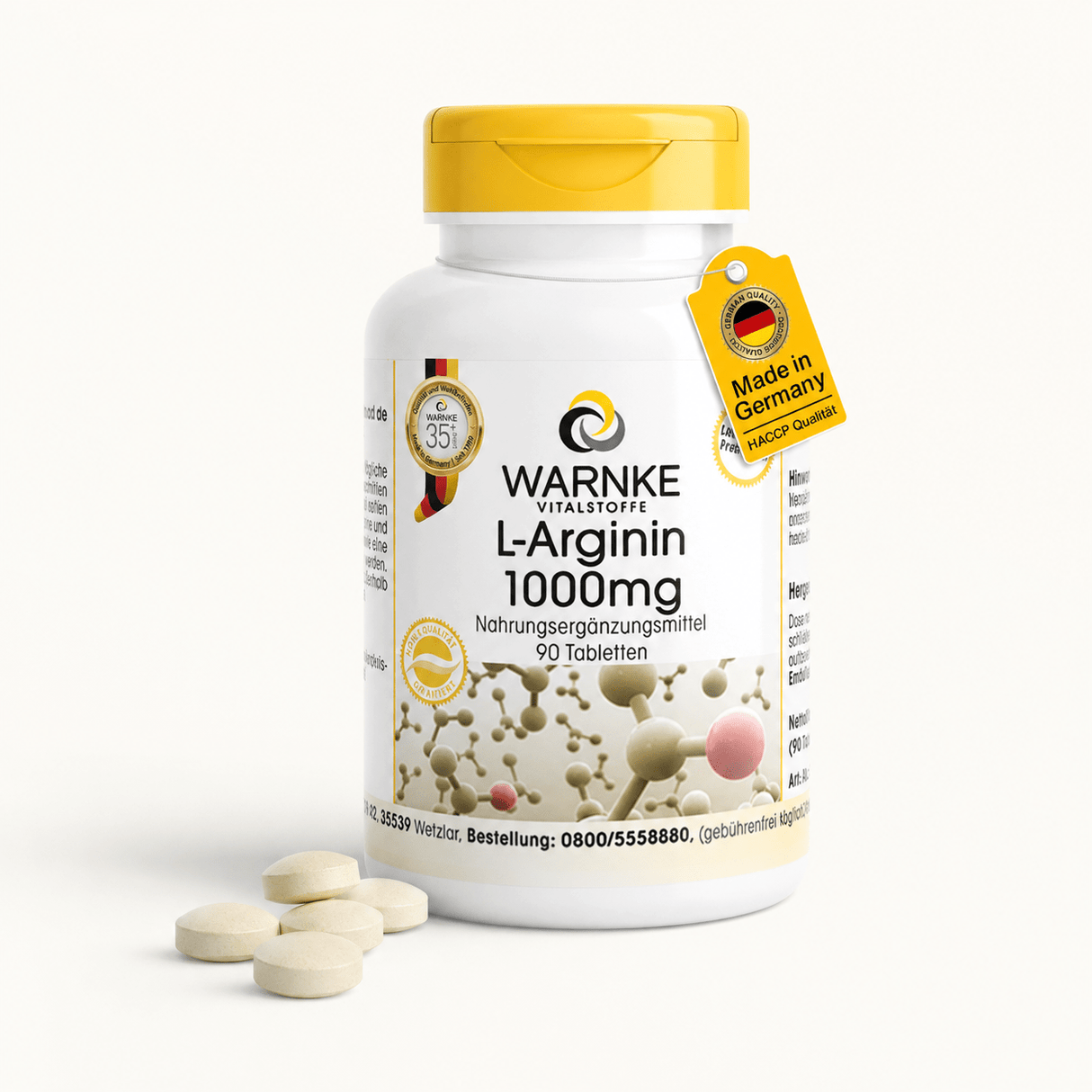 L-Arginine 1000 mg - 90 Tablets - Vegan - Uno Vita AS