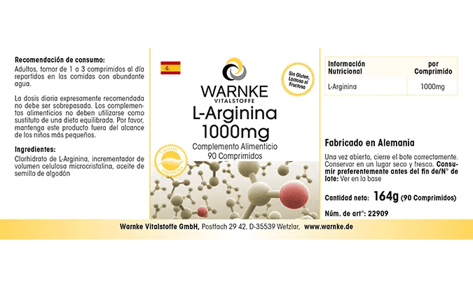 L-Arginine 1000 mg - 90 Tablets - Vegan - Uno Vita AS