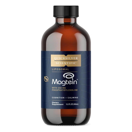 Liposomal Magtein fra Quicksilver Scientific – flytende magnesium L-treonat med 450 mg fosfatidylkolin, 450 ml flaske